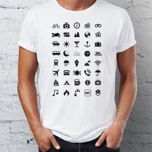 Cestovní tričko s ikonami (L - bílé)  